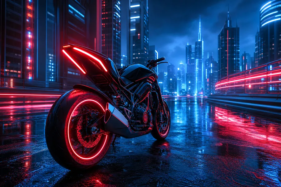 Neon Motorcycle In Cyberpunk City Cyberpunk Wallpaper  7 4K
