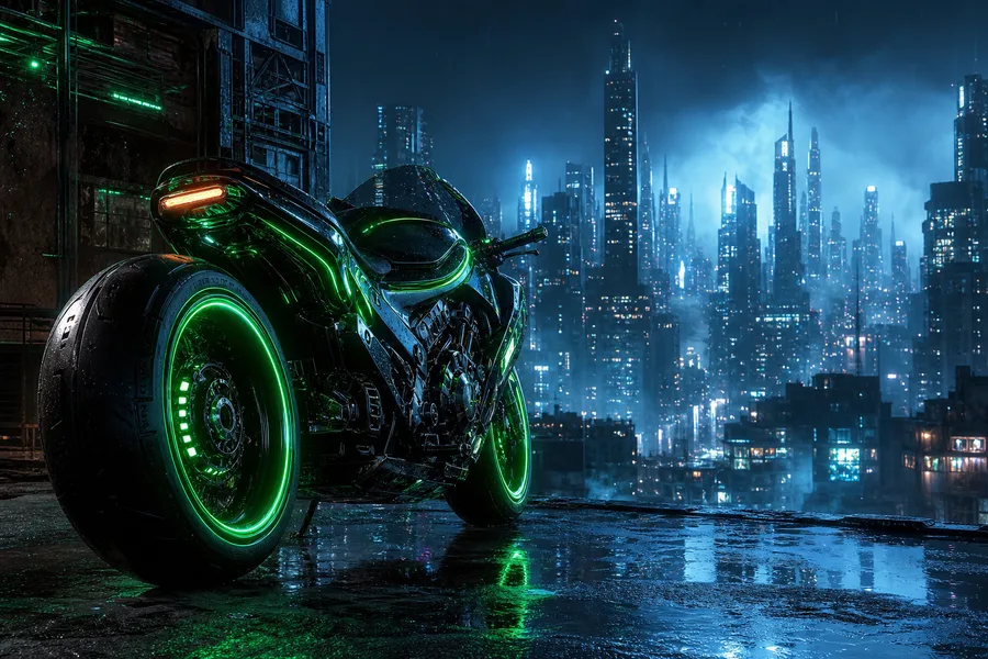 Neon Motorcycle In Cyberpunk City Cyberpunk Wallpaper  7 4K