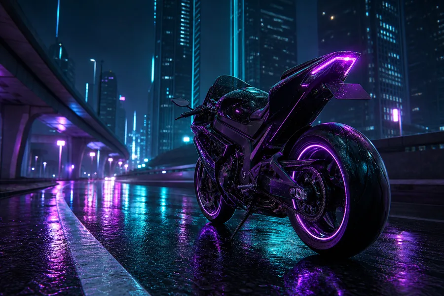 Neon Motorcycle In Cyberpunk City Motorcycles Wallpaper  7 4K