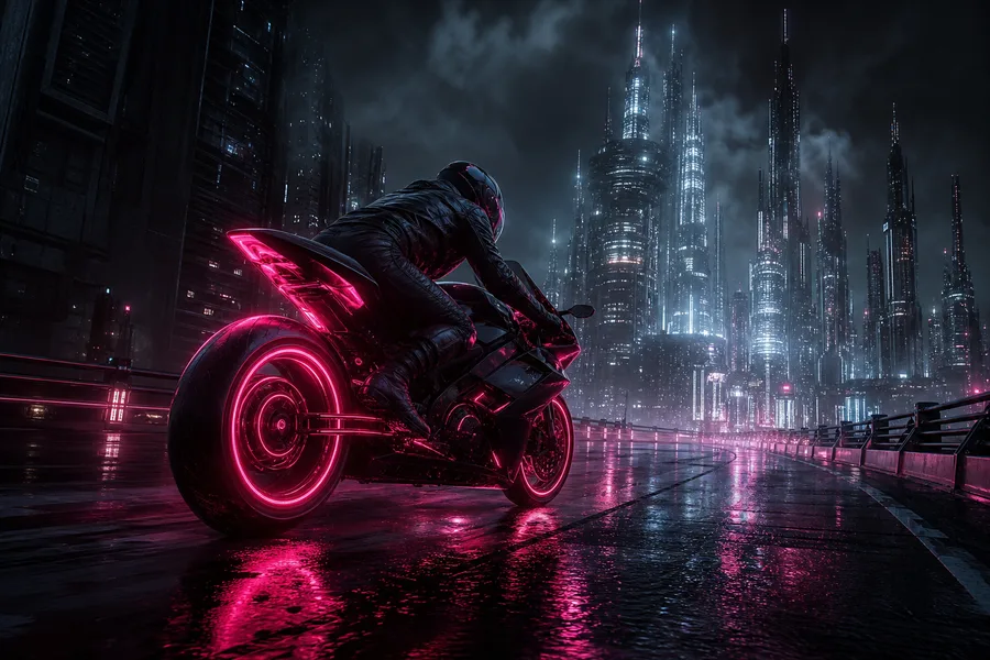 Neon Motorcycle In Cyberpunk City Motorcycles Wallpaper  7 4K