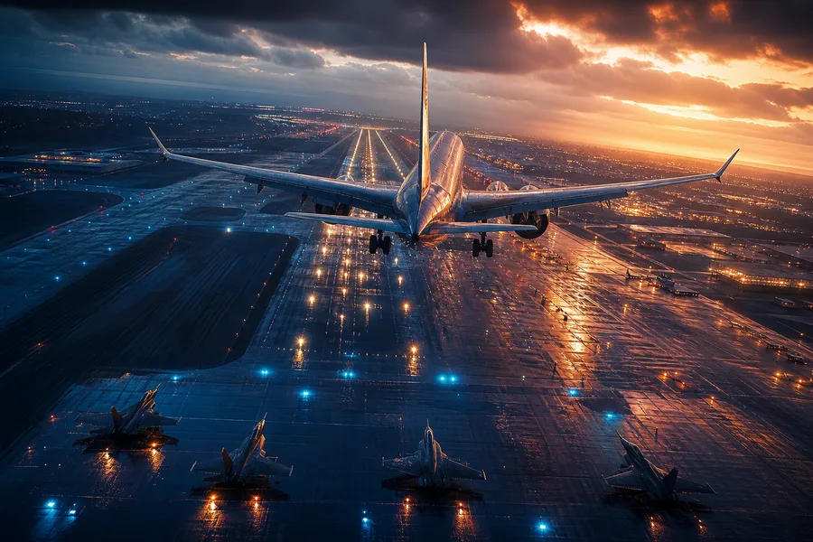 Passenger Aircraft Landing In Rainy Airport Lights Airplanes Wallpaper  8 4K