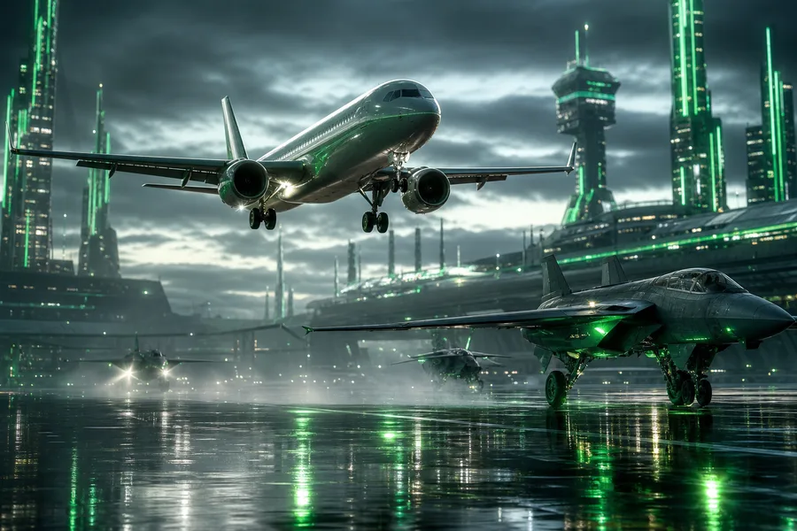 Passenger Aircraft Landing In Rainy Airport Lights Airplanes Wallpaper  8 4K