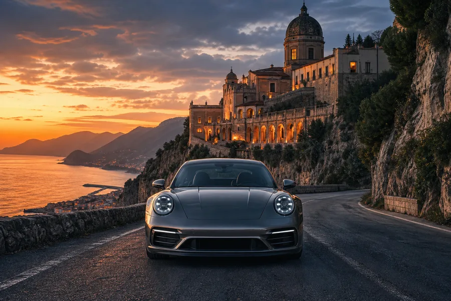 Porsche 911 On Mountain Road Sunset Cars Wallpaper  4 4K