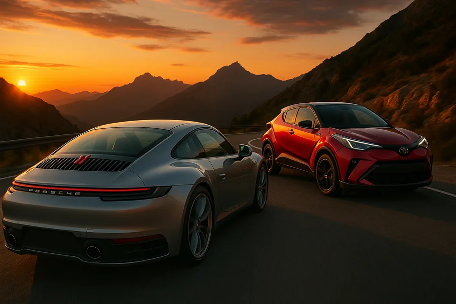 Porsche 911 On Mountain Road Sunset Cars Wallpaper  4 4K