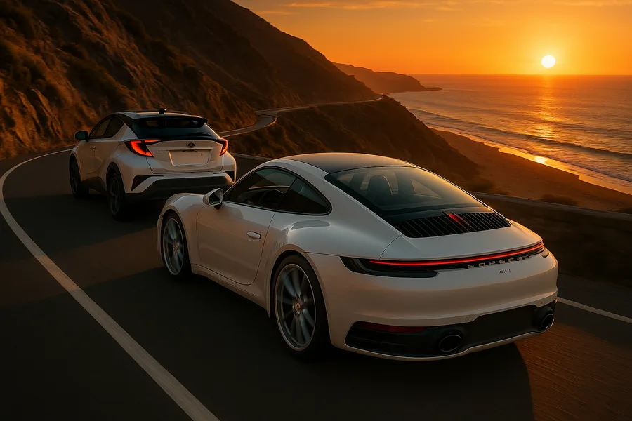 Porsche 911 On Mountain Road Sunset Cars Wallpaper  4 4K