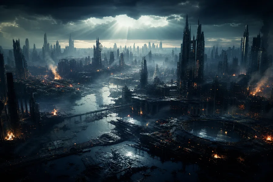 Post Apocalyptic City Skyline Movie Style Movie Wallpaper  6 4K