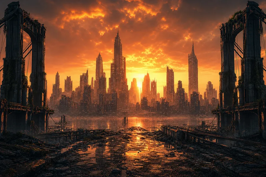 Post Apocalyptic City Skyline Movie Style Movie Wallpaper  6 4K