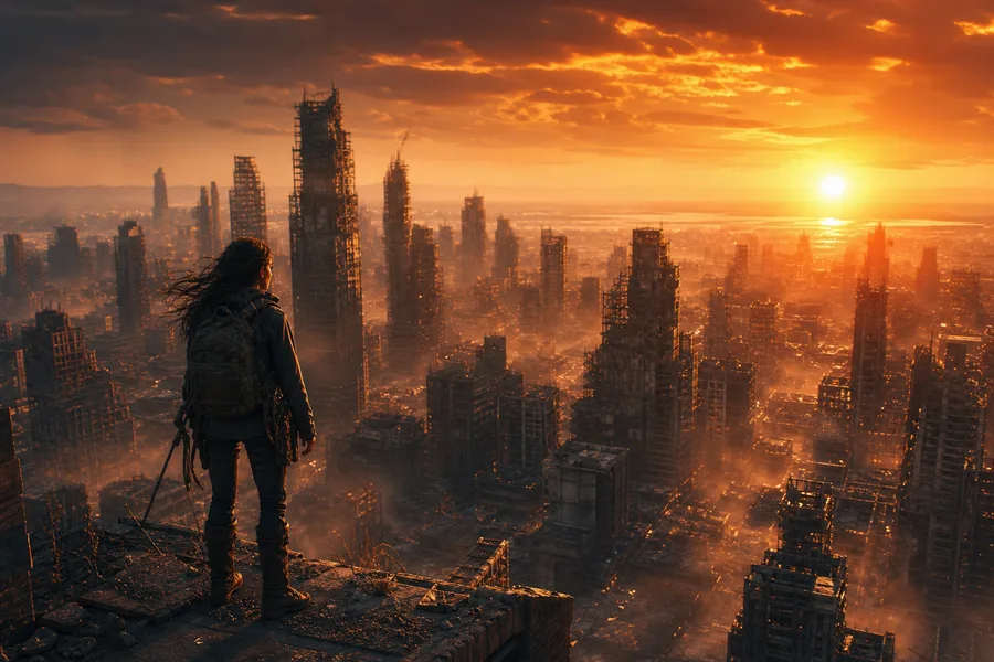 Post Apocalyptic City Skyline Movie Style Movie Wallpaper  6 4K