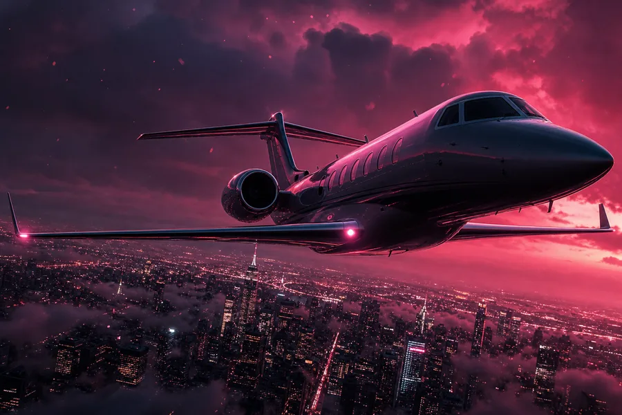 Private Jet Flying Above Night City Skyline Airplanes Wallpaper  4 4K
