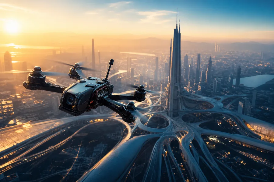 Professional Filming Drone In Golden Hour Drone Wallpaper  8 4K