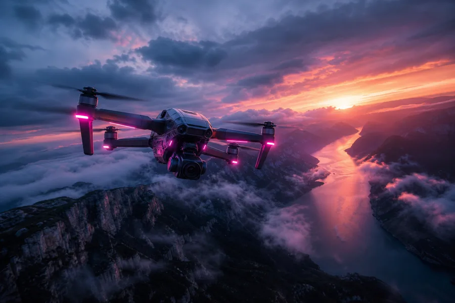 Professional Filming Drone In Golden Hour Drone Wallpaper  8 4K