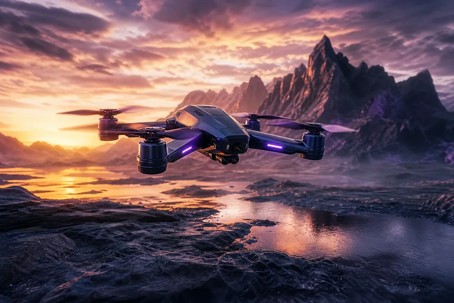 Professional Filming Drone In Golden Hour Drone Wallpaper  8 4K