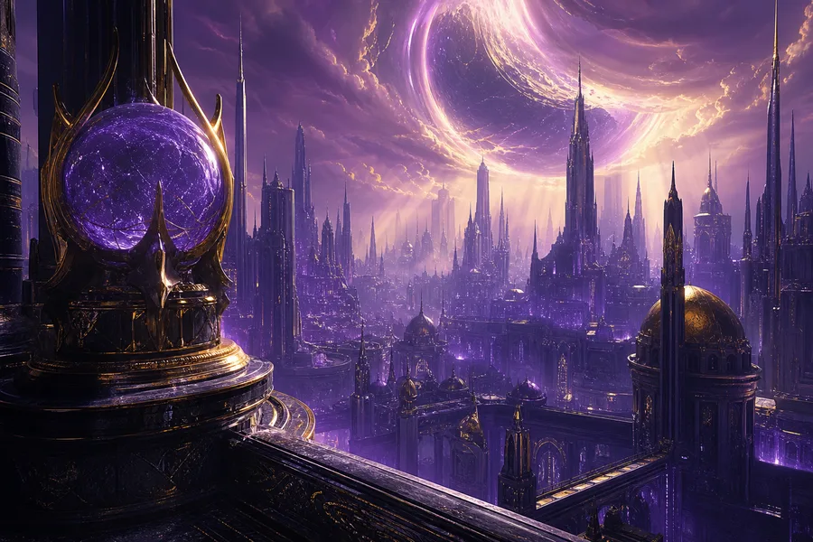 Purple Futuristic Megacity Skyline Fantasy Wallpaper  6 4K
