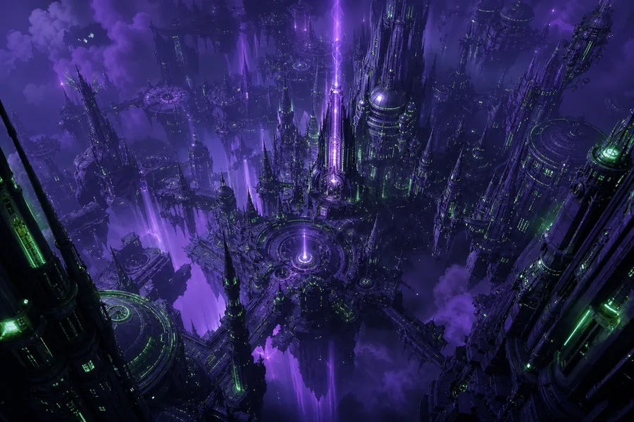 Purple Futuristic Megacity Skyline Fantasy Wallpaper  6 4K