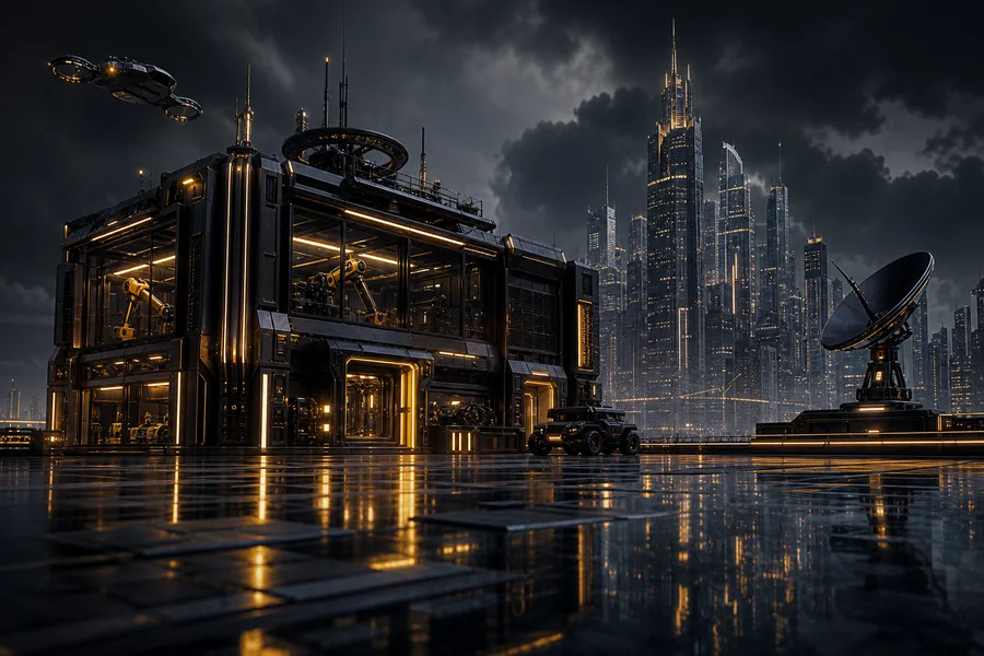 Purple Futuristic Megacity Skyline Hamster-Robotics Wallpaper  6 4K