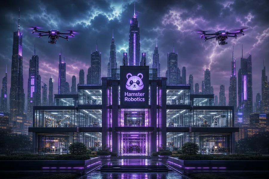 Purple Futuristic Megacity Skyline Hamster-Robotics Wallpaper  6 4K