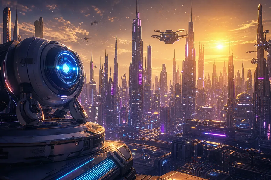 Purple Futuristic Megacity Skyline Hamster-Robotics Wallpaper  6 4K