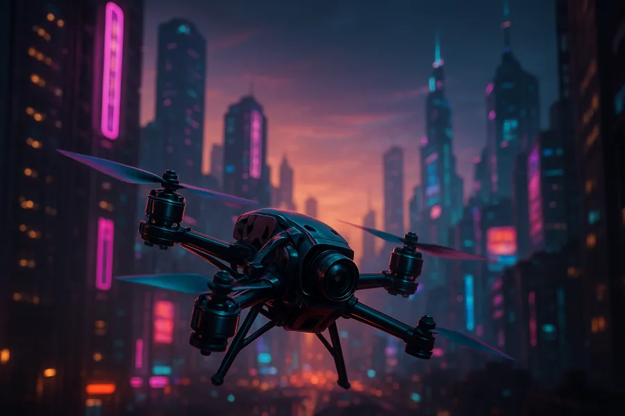 Racing Drone Neon City Drone Wallpaper  2 4K