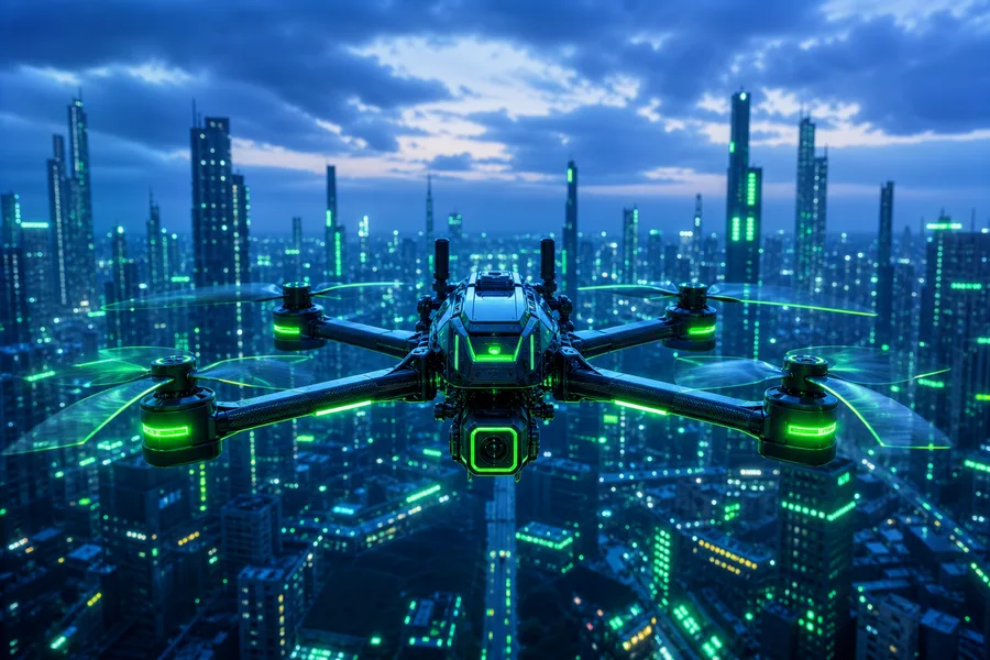 Racing Drone Neon City Drone Wallpaper  2 4K