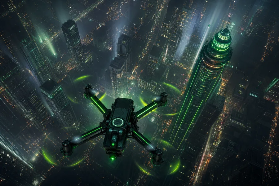Racing Drone Neon City Drone Wallpaper  2 4K