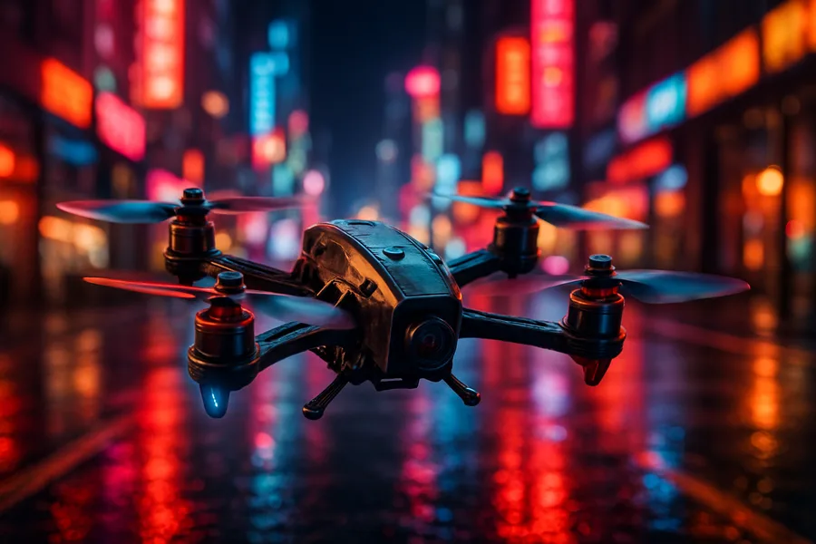 Racing Drone Neon City Drone Wallpaper  2 4K