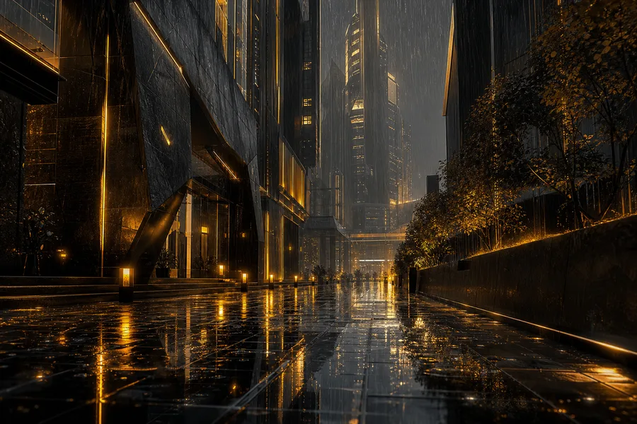 Rainy Neon Alley With Reflections Architecture Wallpaper  4 4K