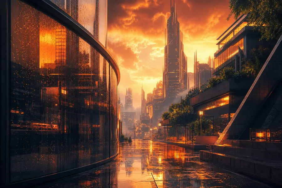 Rainy Neon Alley With Reflections Architecture Wallpaper  4 4K
