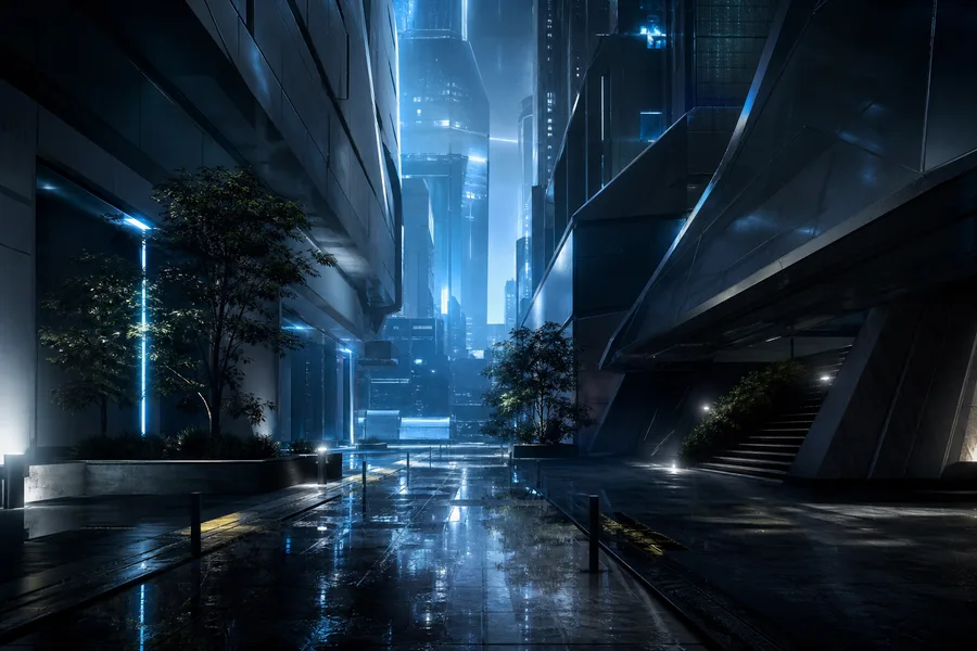 Rainy Neon Alley With Reflections Architecture Wallpaper  4 4K