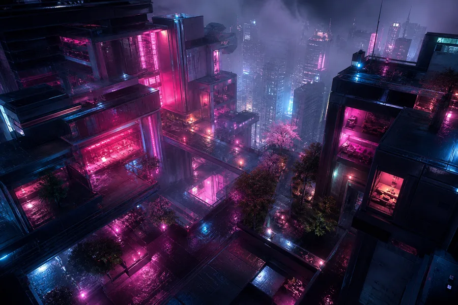 Rainy Neon Alley With Reflections Architecture Wallpaper  4 4K
