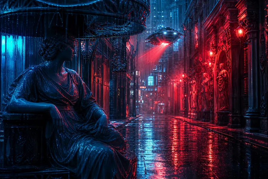 Rainy Neon Alley With Reflections Art Wallpaper  4 4K