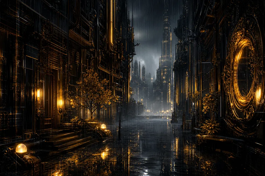 Rainy Neon Alley With Reflections Cyberpunk Wallpaper  4 4K