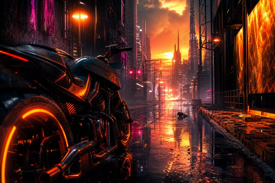 Rainy Neon Alley With Reflections Cyberpunk Wallpaper  4 4K