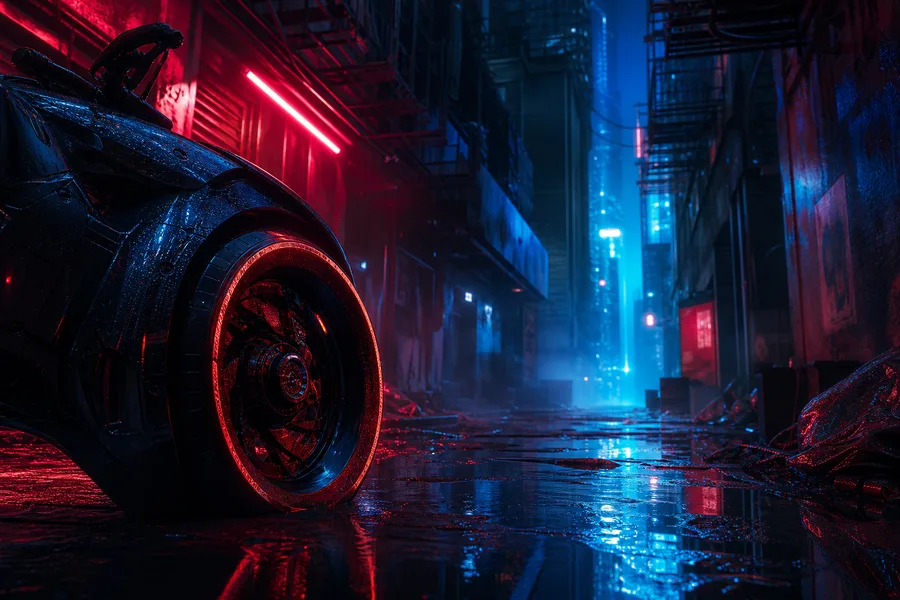 Rainy Neon Alley With Reflections Cyberpunk Wallpaper  4 4K
