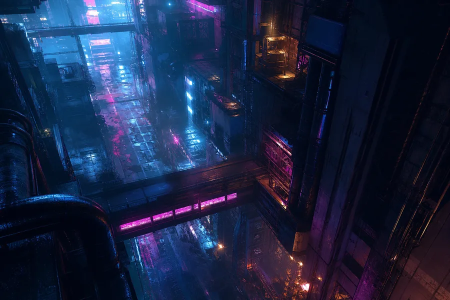 Rainy Neon Alley With Reflections Cyberpunk Wallpaper  4 4K