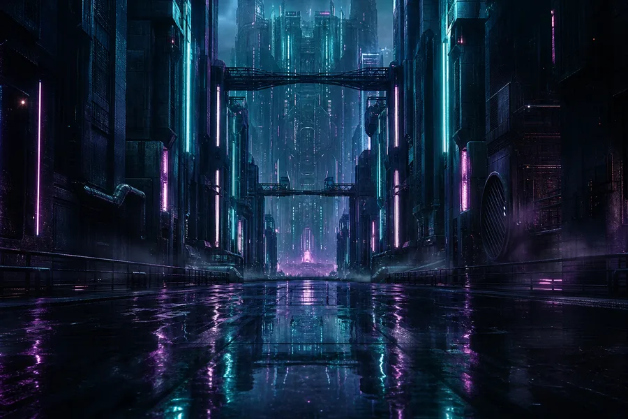 Rainy Neon Alley With Reflections Cyberpunk Wallpaper  4 4K