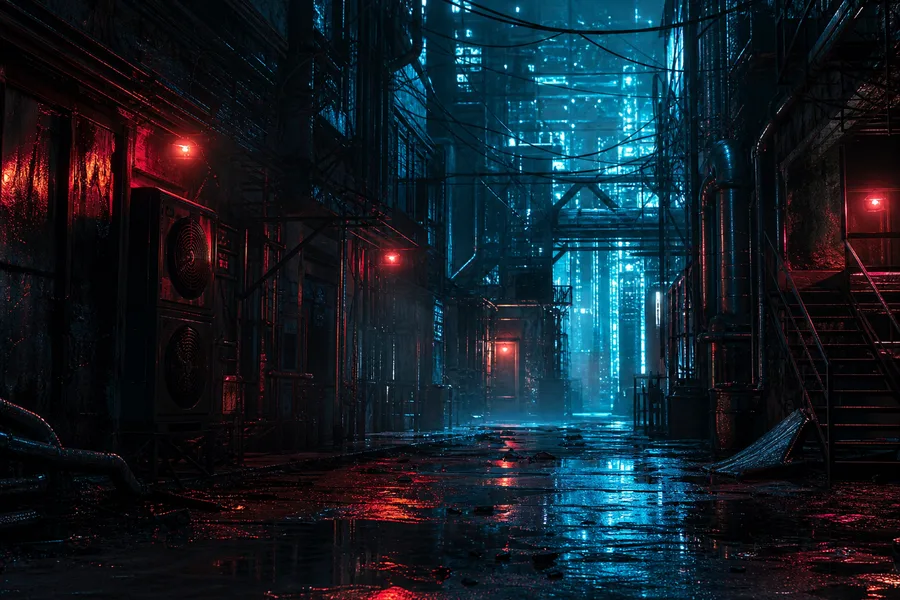 Rainy Neon Alley With Reflections Cyberpunk Wallpaper  4 4K