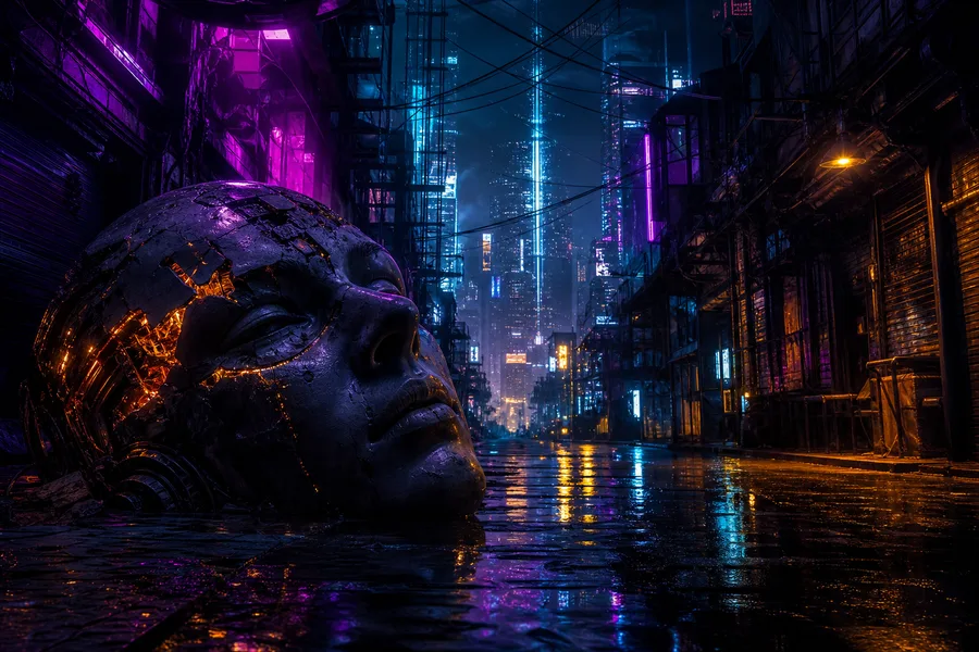 Rainy Neon Alley With Reflections Cyberpunk Wallpaper  4 4K