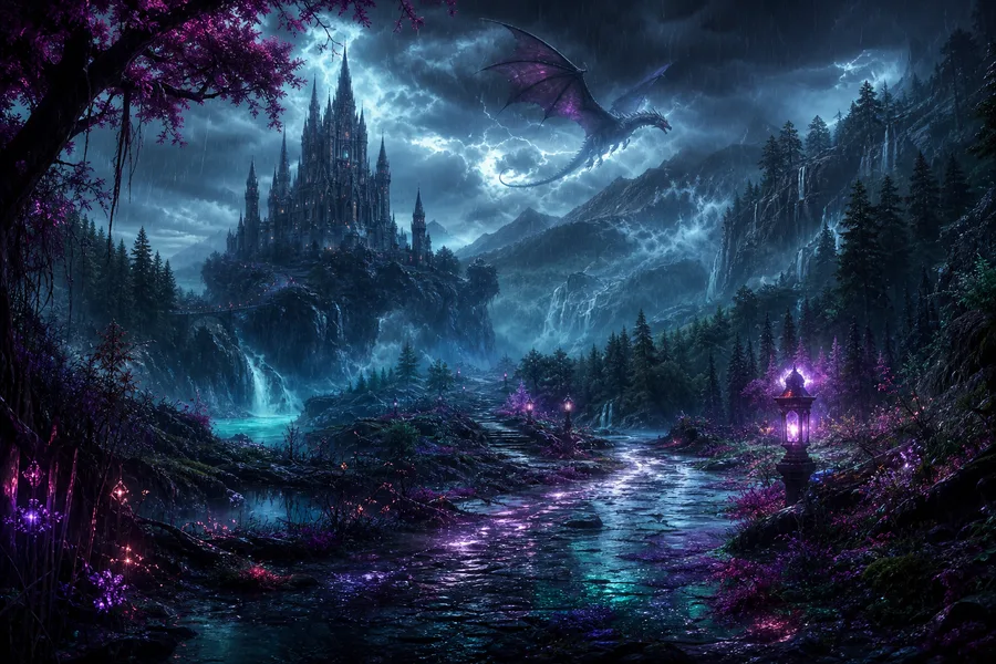 Rainy Neon Alley With Reflections Fantasy Wallpaper  4 4K