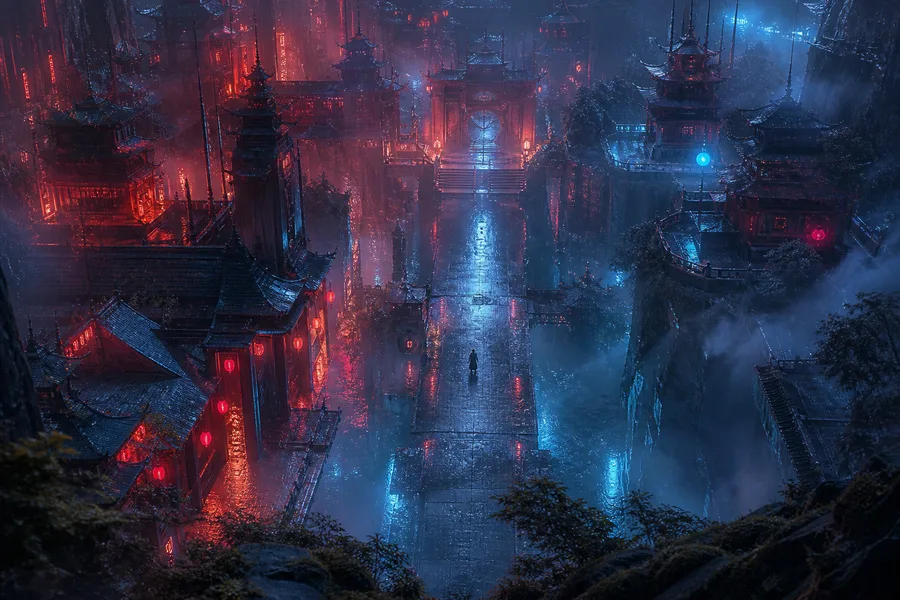 Rainy Neon Alley With Reflections Fantasy Wallpaper  4 4K