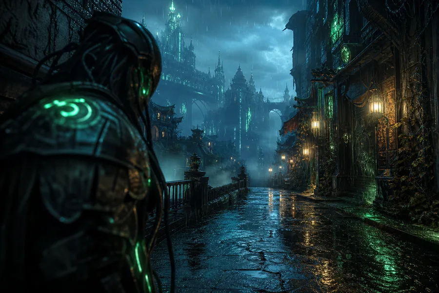 Rainy Neon Alley With Reflections Fantasy Wallpaper  4 4K
