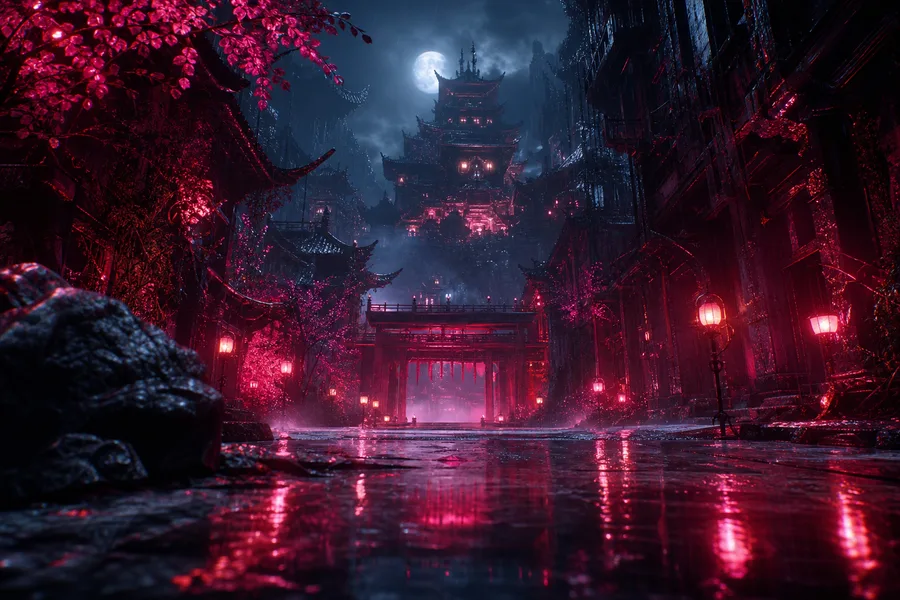 Rainy Neon Alley With Reflections Fantasy Wallpaper  4 4K
