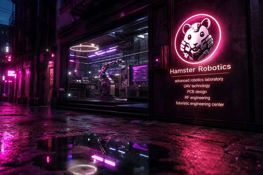 Rainy Neon Alley With Reflections Hamster-Robotics Wallpaper  4 4K