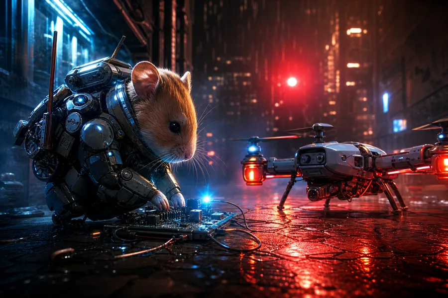 Rainy Neon Alley With Reflections Hamster-Robotics Wallpaper  4 4K