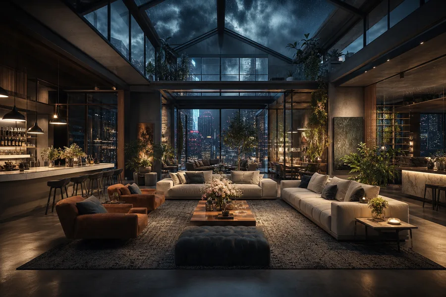 Rainy Neon Alley With Reflections Living-Room-Design Wallpaper  4 4K
