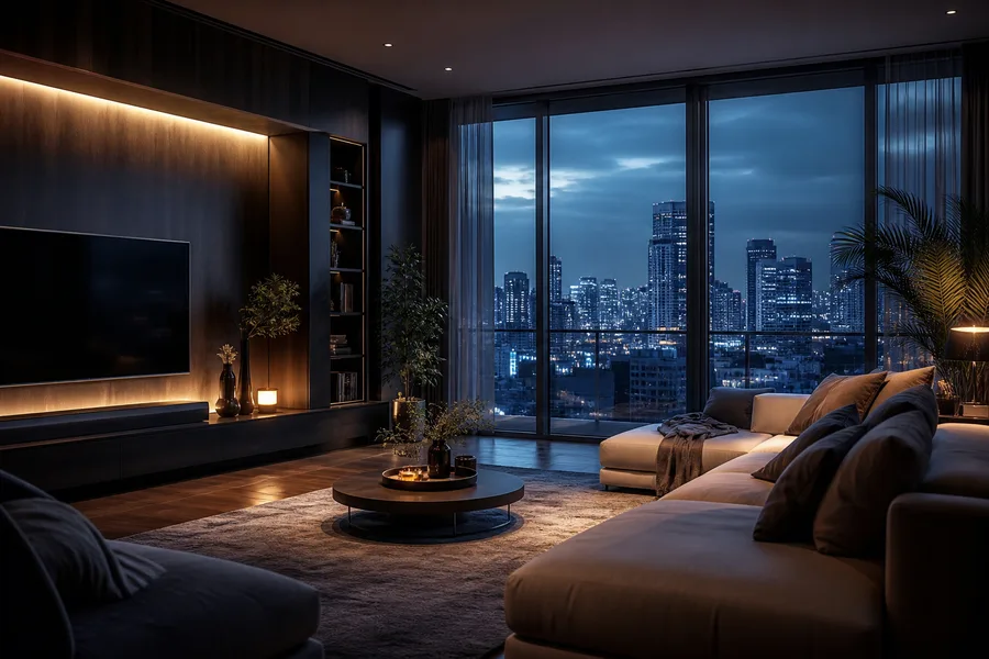 Rainy Neon Alley With Reflections Living-Room-Design Wallpaper  4 4K