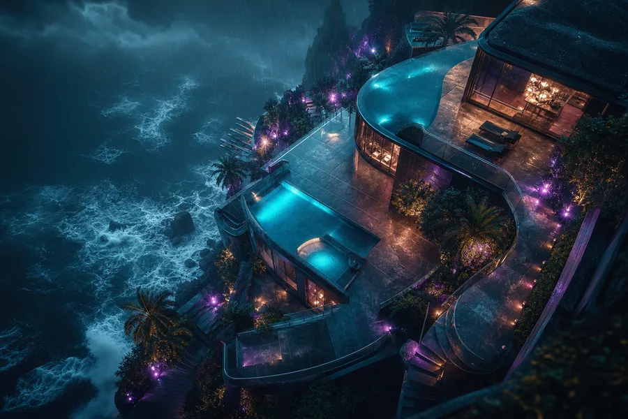 Rainy Neon Alley With Reflections Luxury-Villas Wallpaper  4 4K