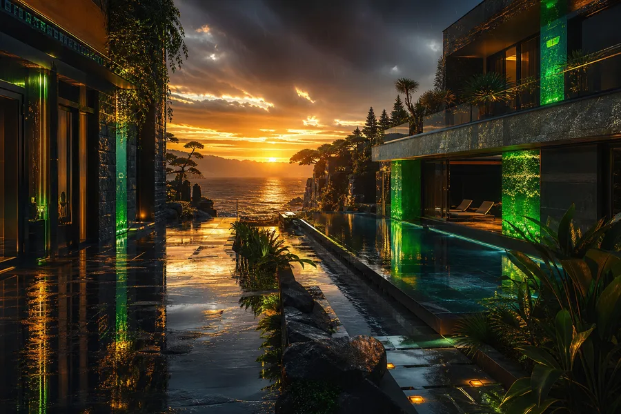 Rainy Neon Alley With Reflections Luxury-Villas Wallpaper  4 4K
