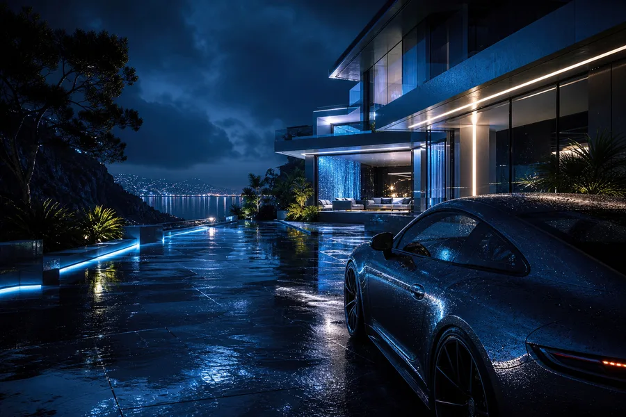 Rainy Neon Alley With Reflections Luxury-Villas Wallpaper  4 4K