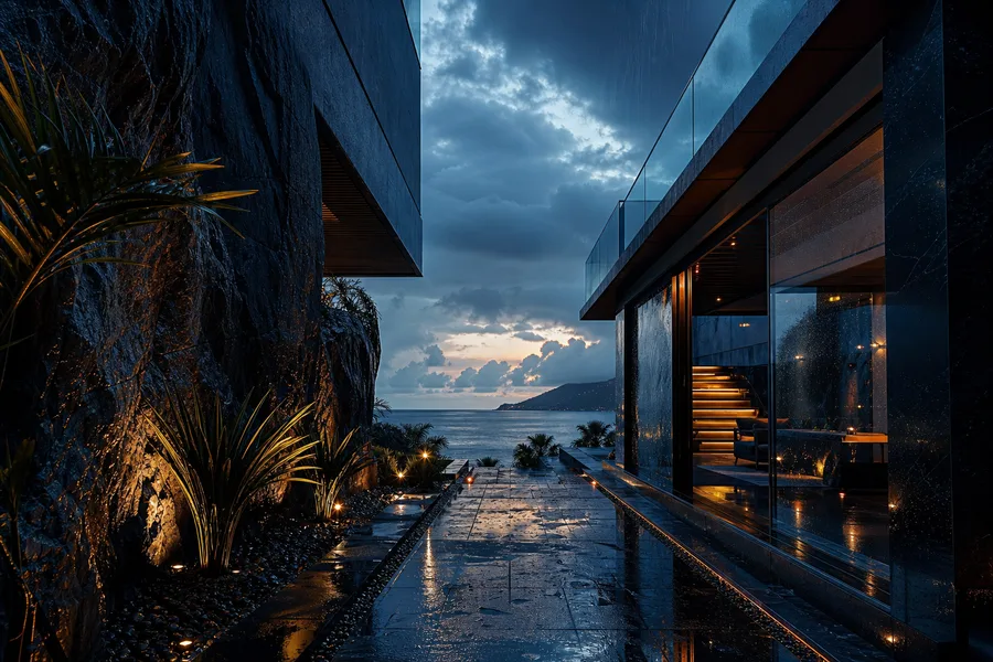 Rainy Neon Alley With Reflections Luxury-Villas Wallpaper  4 4K