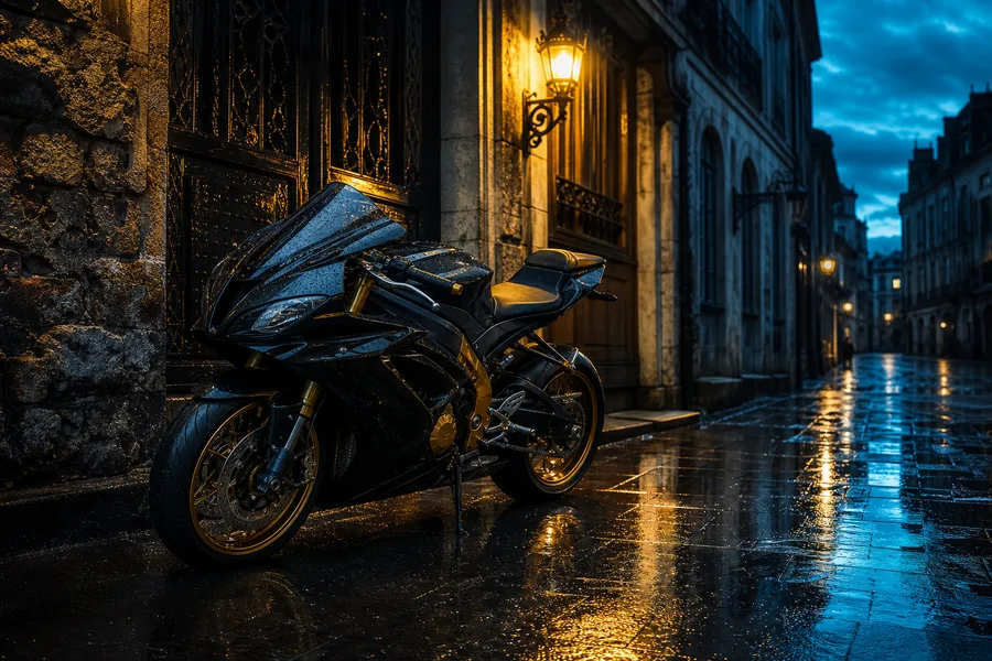 Rainy Neon Alley With Reflections Motorcycles Wallpaper  4 4K